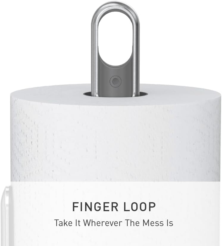 simplehuman Paper Towel Holder with Spray, All-in-One Countertop Paper Towel and Cleaner Dispenser, 6 oz Refillable Pump, One-Handed Tear, Weighted Base, Brushed Stainless Steel
