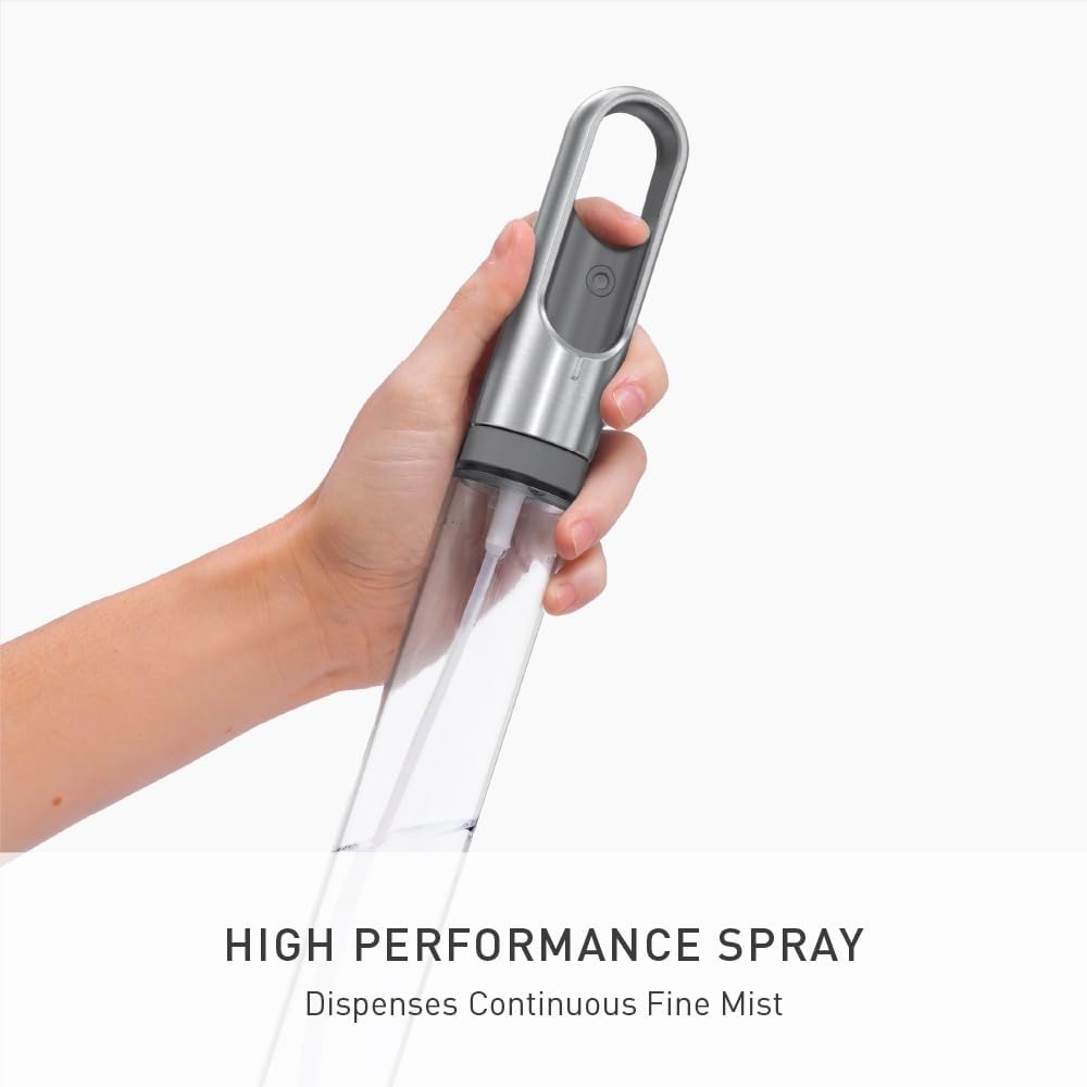 simplehuman Paper Towel Holder with Spray, All-in-One Countertop Paper Towel and Cleaner Dispenser, 6 oz Refillable Pump, One-Handed Tear, Weighted Base, Brushed Stainless Steel