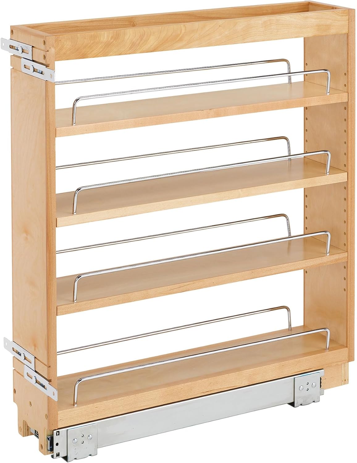 Rev-A-Shelf Pullout Kitchen Cabinet Organizer, Min Cabinet Opening 5.5" W | 5" W Slide Out Pantry Spice or Utensil Storage Rack with Adjustable Shelves for Base Cabinet Organization, 448-BC-5C
